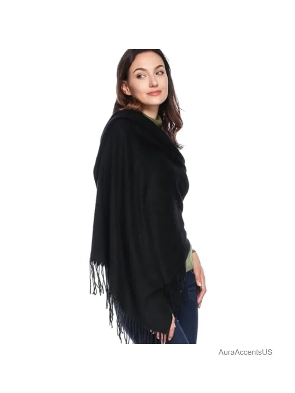 Wool Blend Pashmina Shawl Wrap Soft Warm Winter Scarf Women